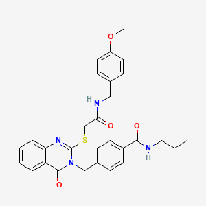 4-((2-((2-((4-methoxybenzyl)amino)-2-oxoethyl)thio)-4-oxoquinazolin-3(4H)-yl)methyl)-N-propylbenzamide