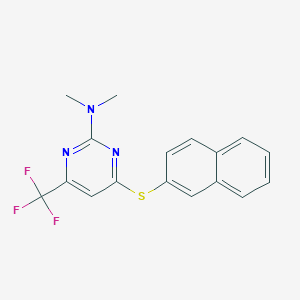 N,N-dimethyl-4-(2-naphthylsulfanyl)-6-(trifluoromethyl)-2-pyrimidinamine