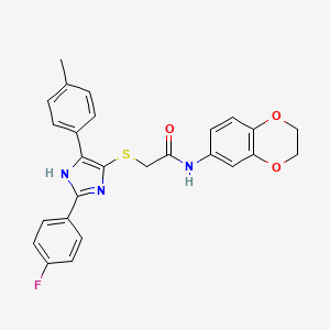 N-(2,3-dihydro-1,4-benzodioxin-6-yl)-2-{[2-(4-fluorophenyl)-5-(4-methylphenyl)-1H-imidazol-4-yl]sulfanyl}acetamide