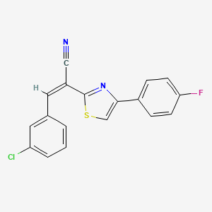 molecular formula C18H10ClFN2S B2977679 (Z)-3-(3-chlorophenyl)-2-(4-(4-fluorophenyl)thiazol-2-yl)acrylonitrile CAS No. 476669-68-8