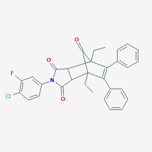 molecular formula C31H25ClFNO3 B297768 4-(4-Chloro-3-fluorophenyl)-1,7-diethyl-8,9-diphenyl-4-azatricyclo[5.2.1.02,6]dec-8-ene-3,5,10-trione 