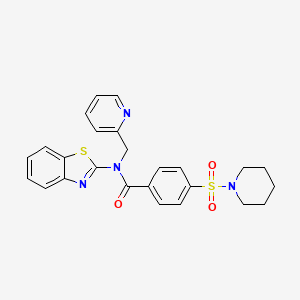 molecular formula C25H24N4O3S2 B2977685 N-(benzo[d]thiazol-2-yl)-4-(piperidin-1-ylsulfonyl)-N-(pyridin-2-ylmethyl)benzamide CAS No. 898351-03-6