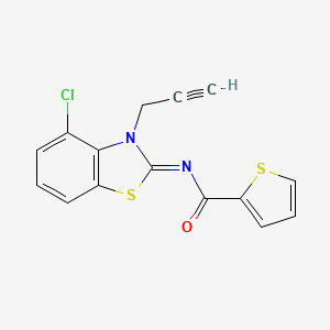 molecular formula C15H9ClN2OS2 B2977690 N-(4-chloro-3-prop-2-ynyl-1,3-benzothiazol-2-ylidene)thiophene-2-carboxamide CAS No. 868377-21-3