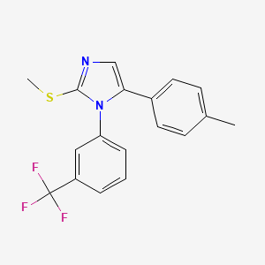 molecular formula C18H15F3N2S B2977702 2-(methylthio)-5-(p-tolyl)-1-(3-(trifluoromethyl)phenyl)-1H-imidazole CAS No. 1226456-30-9