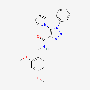 molecular formula C22H21N5O3 B2977703 N-(2,4-dimethoxybenzyl)-1-phenyl-5-(1H-pyrrol-1-yl)-1H-1,2,3-triazole-4-carboxamide CAS No. 1787917-83-2