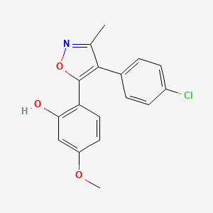 molecular formula C17H14ClNO3 B2977705 2-(4-(4-Chlorophenyl)-3-methylisoxazol-5-yl)-5-methoxyphenol CAS No. 879594-16-8