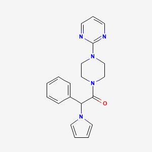 molecular formula C20H21N5O B2977706 2-phenyl-1-(4-(pyrimidin-2-yl)piperazin-1-yl)-2-(1H-pyrrol-1-yl)ethanone CAS No. 1286695-38-2
