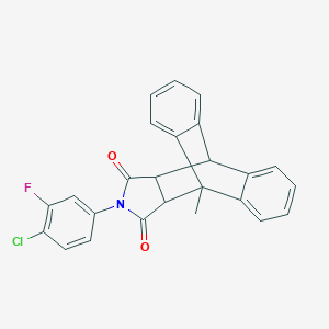 molecular formula C25H17ClFNO2 B297771 17-(4-Chloro-3-fluorophenyl)-1-methyl-17-azapentacyclo[6.6.5.02,7.09,14.015,19]nonadeca-2,4,6,9,11,13-hexaene-16,18-dione 