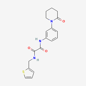 molecular formula C18H19N3O3S B2977716 N1-(3-(2-oxopiperidin-1-yl)phenyl)-N2-(thiophen-2-ylmethyl)oxalamide CAS No. 941982-72-5