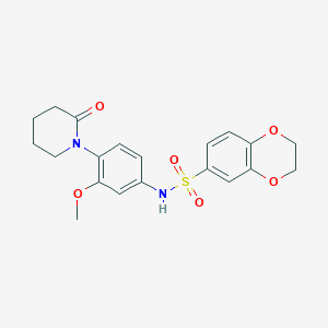 molecular formula C20H22N2O6S B2977735 N-[3-methoxy-4-(2-oxopiperidin-1-yl)phenyl]-2,3-dihydro-1,4-benzodioxine-6-sulfonamide CAS No. 941983-03-5