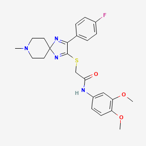 N-(3,4-dimethoxyphenyl)-2-((3-(4-fluorophenyl)-8-methyl-1,4,8-triazaspiro[4.5]deca-1,3-dien-2-yl)thio)acetamide