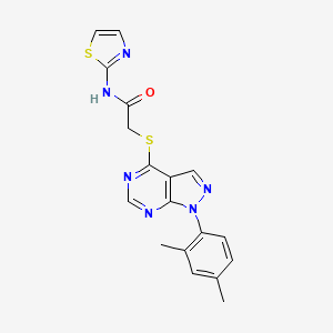molecular formula C18H16N6OS2 B2977746 2-((1-(2,4-dimethylphenyl)-1H-pyrazolo[3,4-d]pyrimidin-4-yl)thio)-N-(thiazol-2-yl)acetamide CAS No. 893928-47-7