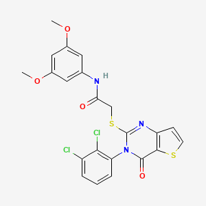 molecular formula C22H17Cl2N3O4S2 B2977755 2-((3-(2,3-dichlorophenyl)-4-oxo-3,4-dihydrothieno[3,2-d]pyrimidin-2-yl)thio)-N-(3,5-dimethoxyphenyl)acetamide CAS No. 1798539-29-3