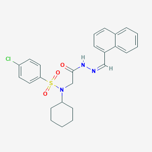 molecular formula C25H26ClN3O3S B297776 4-chloro-N-cyclohexyl-N-{2-[2-(1-naphthylmethylene)hydrazino]-2-oxoethyl}benzenesulfonamide 