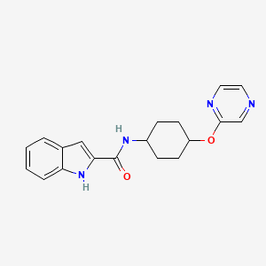 molecular formula C19H20N4O2 B2977761 N-((1r,4r)-4-(pyrazin-2-yloxy)cyclohexyl)-1H-indole-2-carboxamide CAS No. 2034395-53-2