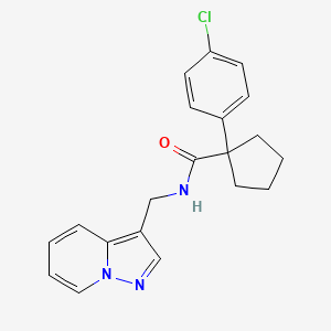 molecular formula C20H20ClN3O B2977763 1-(4-chlorophenyl)-N-(pyrazolo[1,5-a]pyridin-3-ylmethyl)cyclopentanecarboxamide CAS No. 1396875-04-9