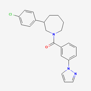 molecular formula C22H22ClN3O B2977770 (3-(1H-pyrazol-1-yl)phenyl)(3-(4-chlorophenyl)azepan-1-yl)methanone CAS No. 1798464-49-9