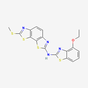 molecular formula C18H14N4OS4 B2977773 N-(4-乙氧基苯并[d]噻唑-2-基)-7-(甲硫基)苯并[1,2-d:4,3-d']双(噻唑)-2-胺 CAS No. 887877-77-2