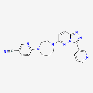 molecular formula C21H19N9 B2977809 6-[4-(3-Pyridin-3-yl-[1,2,4]triazolo[4,3-b]pyridazin-6-yl)-1,4-diazepan-1-yl]pyridine-3-carbonitrile CAS No. 2380182-87-4