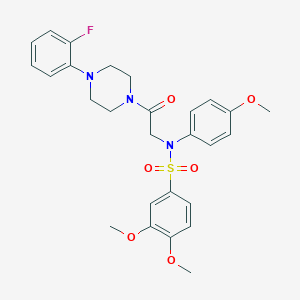 molecular formula C27H30FN3O6S B297782 N-[2-[4-(2-fluorophenyl)piperazin-1-yl]-2-oxoethyl]-3,4-dimethoxy-N-(4-methoxyphenyl)benzenesulfonamide 