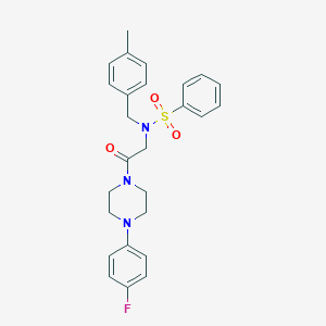 molecular formula C26H28FN3O3S B297783 N-{2-[4-(4-fluorophenyl)-1-piperazinyl]-2-oxoethyl}-N-(4-methylbenzyl)benzenesulfonamide 