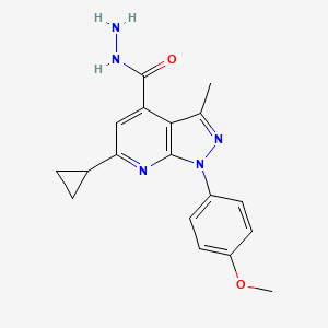molecular formula C18H19N5O2 B2977846 6-cyclopropyl-1-(4-methoxyphenyl)-3-methyl-1H-pyrazolo[3,4-b]pyridine-4-carbohydrazide CAS No. 937600-21-0