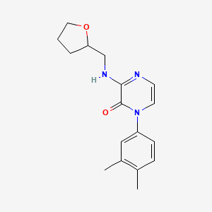molecular formula C17H21N3O2 B2977850 1-(3,4-Dimethylphenyl)-3-(oxolan-2-ylmethylamino)pyrazin-2-one CAS No. 1031662-36-8