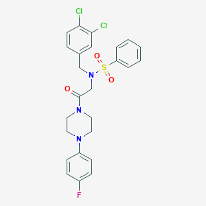 molecular formula C25H24Cl2FN3O3S B297786 N-(3,4-dichlorobenzyl)-N-{2-[4-(4-fluorophenyl)piperazin-1-yl]-2-oxoethyl}benzenesulfonamide 