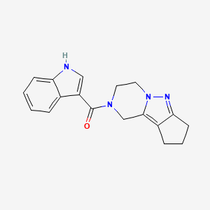 molecular formula C18H18N4O B2977867 (1H-indol-3-yl)(3,4,8,9-tetrahydro-1H-cyclopenta[3,4]pyrazolo[1,5-a]pyrazin-2(7H)-yl)methanone CAS No. 2034456-17-0