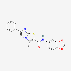 molecular formula C20H15N3O3S B2977869 N-(1,3-苯并二氧杂环-5-基)-3-甲基-6-苯基-2-咪唑并[2,1-b]噻唑甲酰胺 CAS No. 852133-63-2