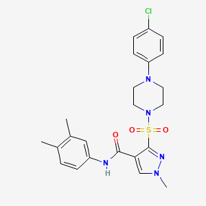 molecular formula C23H26ClN5O3S B2977870 N-(3-氯-4-氟苯基)-4'-(吡咯烷-1-磺酰基)联苯-4-甲酰胺 CAS No. 1251552-14-3