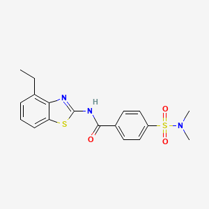 molecular formula C18H19N3O3S2 B2977873 4-(N,N-二甲基磺酰胺基)-N-(4-乙基苯并[d]噻唑-2-基)苯甲酰胺 CAS No. 892856-03-0