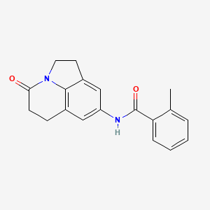 molecular formula C19H18N2O2 B2977878 2-methyl-N-(4-oxo-2,4,5,6-tetrahydro-1H-pyrrolo[3,2,1-ij]quinolin-8-yl)benzamide CAS No. 898425-49-5