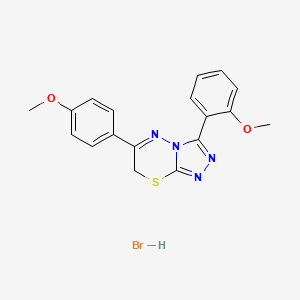 molecular formula C18H17BrN4O2S B2977892 3-(2-methoxyphenyl)-6-(4-methoxyphenyl)-7H-[1,2,4]triazolo[3,4-b][1,3,4]thiadiazine hydrobromide CAS No. 1179424-85-1