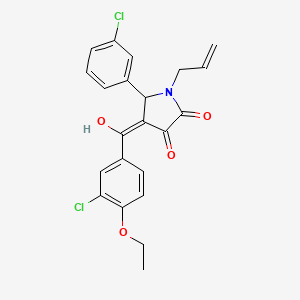 molecular formula C22H19Cl2NO4 B2977901 4-(3-chloro-4-ethoxybenzoyl)-5-(3-chlorophenyl)-3-hydroxy-1-(prop-2-en-1-yl)-2,5-dihydro-1H-pyrrol-2-one CAS No. 868145-52-2