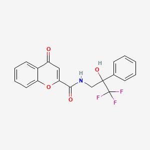 molecular formula C19H14F3NO4 B2977913 4-oxo-N-(3,3,3-trifluoro-2-hydroxy-2-phenylpropyl)-4H-chromene-2-carboxamide CAS No. 1351631-78-1