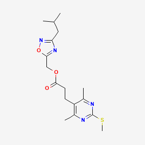 molecular formula C17H24N4O3S B2977919 [3-(2-Methylpropyl)-1,2,4-oxadiazol-5-yl]methyl 3-[4,6-dimethyl-2-(methylsulfanyl)pyrimidin-5-yl]propanoate CAS No. 1295840-22-0