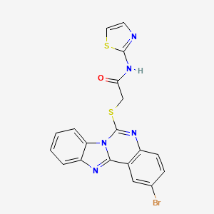 molecular formula C19H12BrN5OS2 B2977921 2-(2-bromobenzimidazolo[1,2-c]quinazolin-6-yl)sulfanyl-N-(1,3-thiazol-2-yl)acetamide CAS No. 422289-86-9