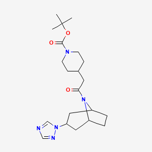 molecular formula C21H33N5O3 B2977922 tert-butyl 4-(2-((1R,5S)-3-(1H-1,2,4-triazol-1-yl)-8-azabicyclo[3.2.1]octan-8-yl)-2-oxoethyl)piperidine-1-carboxylate CAS No. 2320683-69-8