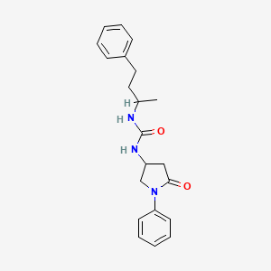 molecular formula C21H25N3O2 B2977933 1-(5-Oxo-1-phenylpyrrolidin-3-yl)-3-(4-phenylbutan-2-yl)urea CAS No. 894005-84-6