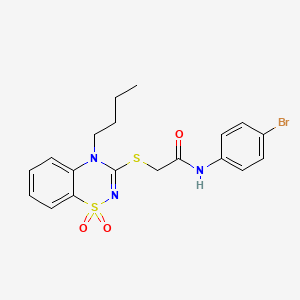 molecular formula C19H20BrN3O3S2 B2977934 N-(4-溴苯基)-2-((4-丁基-1,1-二氧化-4H-苯并[e][1,2,4]噻二嗪-3-基)硫代)乙酰胺 CAS No. 893790-62-0