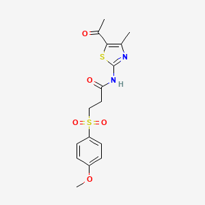 N-(5-acetyl-4-methylthiazol-2-yl)-3-((4-methoxyphenyl)sulfonyl)propanamide