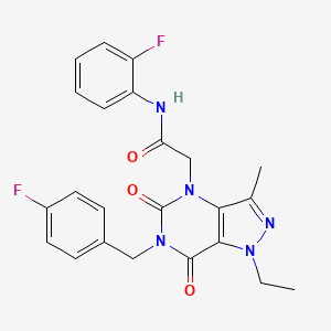 molecular formula C23H21F2N5O3 B2977938 2-(1-乙基-6-(4-氟苄基)-3-甲基-5,7-二氧代-6,7-二氢-1H-吡唑并[4,3-d]嘧啶-4(5H)-基)-N-(2-氟苯基)乙酰胺 CAS No. 1358026-79-5