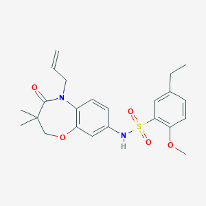 molecular formula C23H28N2O5S B2977940 N-(5-allyl-3,3-dimethyl-4-oxo-2,3,4,5-tetrahydrobenzo[b][1,4]oxazepin-8-yl)-5-ethyl-2-methoxybenzenesulfonamide CAS No. 922123-93-1