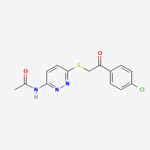 molecular formula C14H12ClN3O2S B2977941 N-(6-((2-(4-氯苯基)-2-氧代乙基)硫代)吡啶嗪-3-基)乙酰胺 CAS No. 1021091-52-0