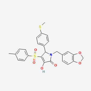 molecular formula C26H23NO6S2 B2977942 1-(benzo[d][1,3]dioxol-5-ylmethyl)-3-hydroxy-5-(4-(methylthio)phenyl)-4-tosyl-1H-pyrrol-2(5H)-one CAS No. 1357711-54-6