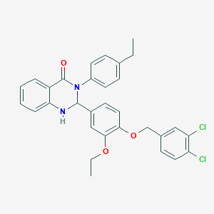 molecular formula C31H28Cl2N2O3 B297795 2-{4-[(3,4-dichlorobenzyl)oxy]-3-ethoxyphenyl}-3-(4-ethylphenyl)-2,3-dihydroquinazolin-4(1H)-one 