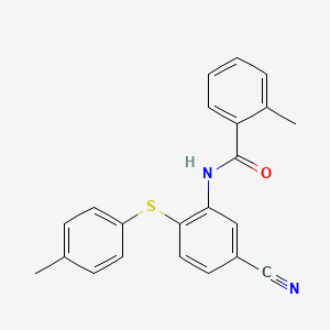 molecular formula C22H18N2OS B2977960 N-{5-cyano-2-[(4-methylphenyl)sulfanyl]phenyl}-2-methylbenzenecarboxamide CAS No. 303147-13-9
