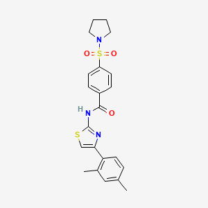 molecular formula C22H23N3O3S2 B2977961 N-(4-(2,4-二甲苯基)噻唑-2-基)-4-(吡咯烷-1-基磺酰基)苯甲酰胺 CAS No. 313528-73-3