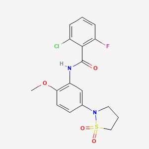 molecular formula C17H16ClFN2O4S B2977964 2-chloro-N-(5-(1,1-dioxidoisothiazolidin-2-yl)-2-methoxyphenyl)-6-fluorobenzamide CAS No. 946339-06-6
